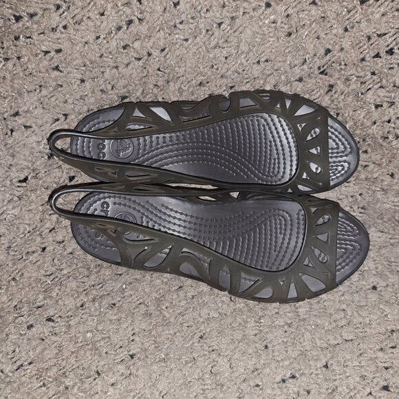 CROCS-Adrina Slingback Wedge Peep Toe Slip On Shoes Cut Out-Size 7-Excellent - Picture 7 of 8